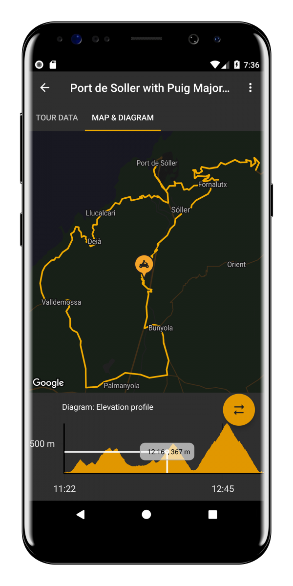 dguard Android app roadbook map
